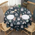 thumbnail image 3 of Dark Blue Princess Castle Pattern Round Tablecloth 60"x60",Wrinkle Wipeable Table Cloth for Kitchen Dining Room Picnic Patio Party, 3 of 6