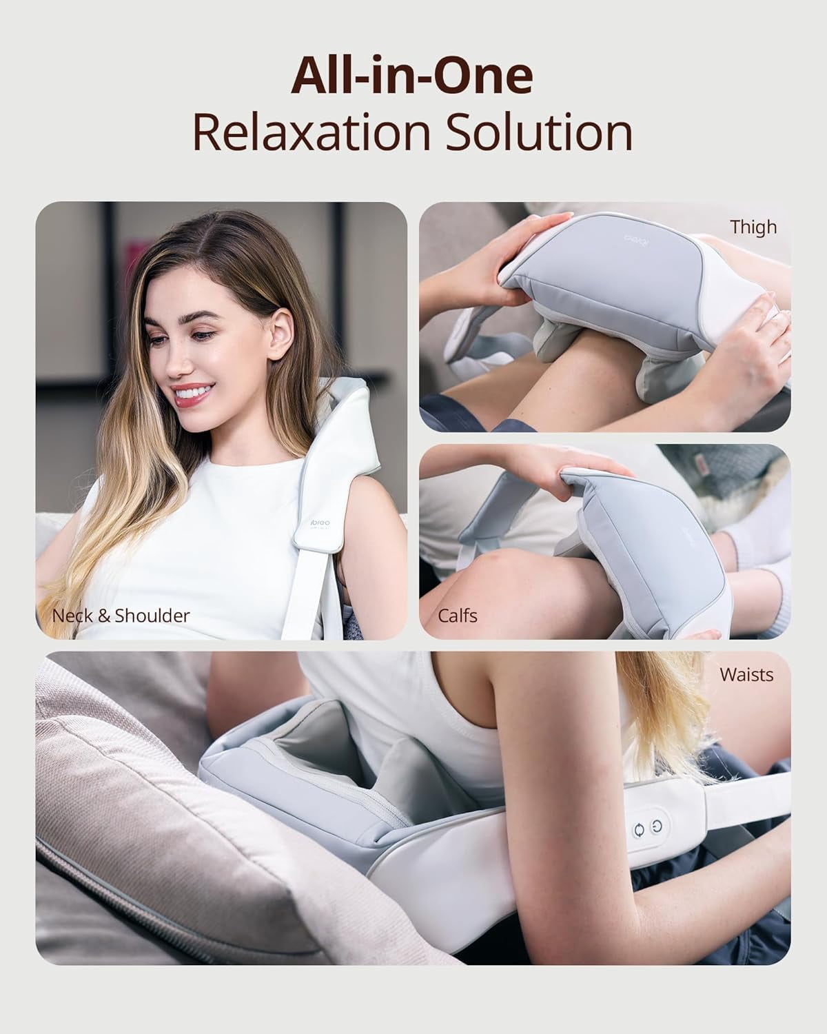 ibreo Shiatsu Neck and Back, Shoulder Massager with Heat, Scraping, 3 Massage Modes Adjustable, 3D Kneading Deep Tissue for Pain Relief (Neck S)