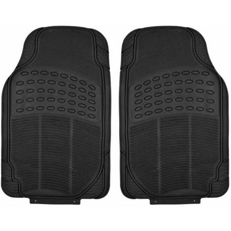 BDK Front Car Rubber Floor Mats, 2-Piece, Black Beige Gray, Heavy