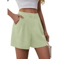 thumbnail image 2 of Airmenty Women's Shorts Summer Dressy Casual Short Elastic Waist Wide Leg Suit Tailored Shorts Comfy Elagant Work Trouser Shorts with Pockets, 2 of 6