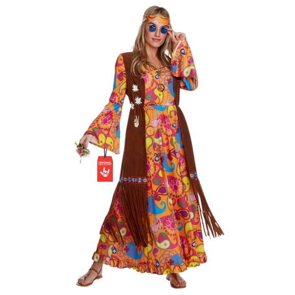 Morph Womens 1960s Hippie Costume Ladies Hippy Fancy Dress Flower Child Halloween multicolor 2XL