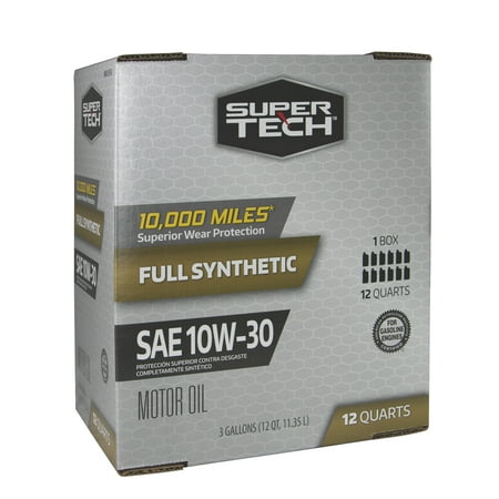 Super Tech Full Synthetic SAE 10W-30 Motor Oil, 12 Quart Bag (3 gallons)