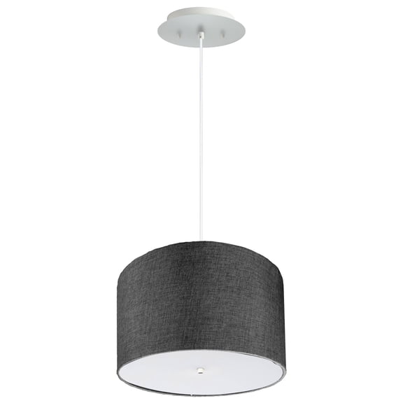 14" W 2 Light Pendant Granite Gray Shade with Diffuser, White Cord