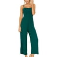 thumbnail image 2 of Yotami Womens Jumpsuits Dressy Summer Wide Leg Cotton Linen Rompers with Belt Loose Fit Solid Color Sleeveless Suspender Jumpsuits, Green, M, 2 of 4