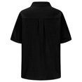 thumbnail image 6 of Frostluinai Linen Shirts for Women Button Down Shirts Lapel Collar Short Sleeve Tshirts Solid Casual Dressy Blouses Irregular Hem Tops Gifts, 6 of 7