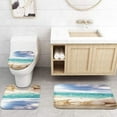 thumbnail image 4 of 4 Pcs Shower Curtain Set Starfish Seashells Beach Blue Sky Ocean Vacation with Non-Slip Rugs Toilet Lid Cover and Bath Mat Bathroom Decor Set 72" x 72", 4 of 7
