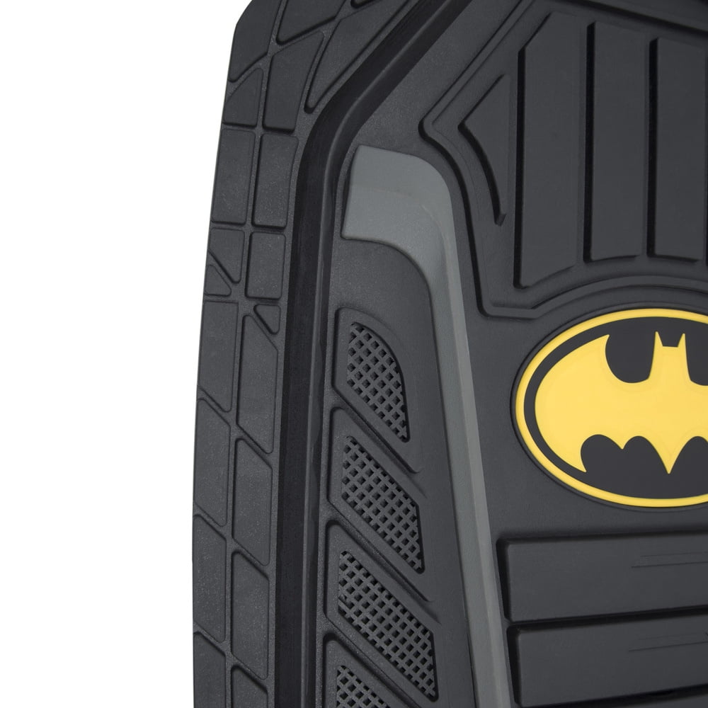 BDK Armored Batman Superhero Car Floor Mats, Officially Licensed Warner Bros DC Comics, All Weather Interior Auto Protection, Heavy Duty Rubber Liners for Car Truck Van SUV