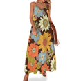 thumbnail image 1 of Vestido sin mangas con estampado floral vintage de los años 70, ropa de verano, vestido elegante de lujo para mujer, 1 of 7