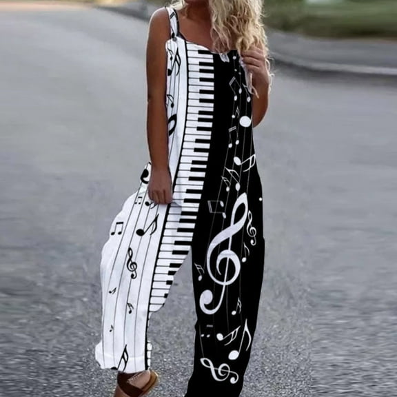 YUNAFFT Women's Summer Casual Jumpsuits Women's Summer Casual Solid Romper Long Playsuit Strap Printing Jumpsuit