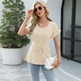 thumbnail image 2 of Cizayoi Women's Casual Blouses Elegant Crew Neck Short Sleeve Shirts Peplum Tops, 2 of 6
