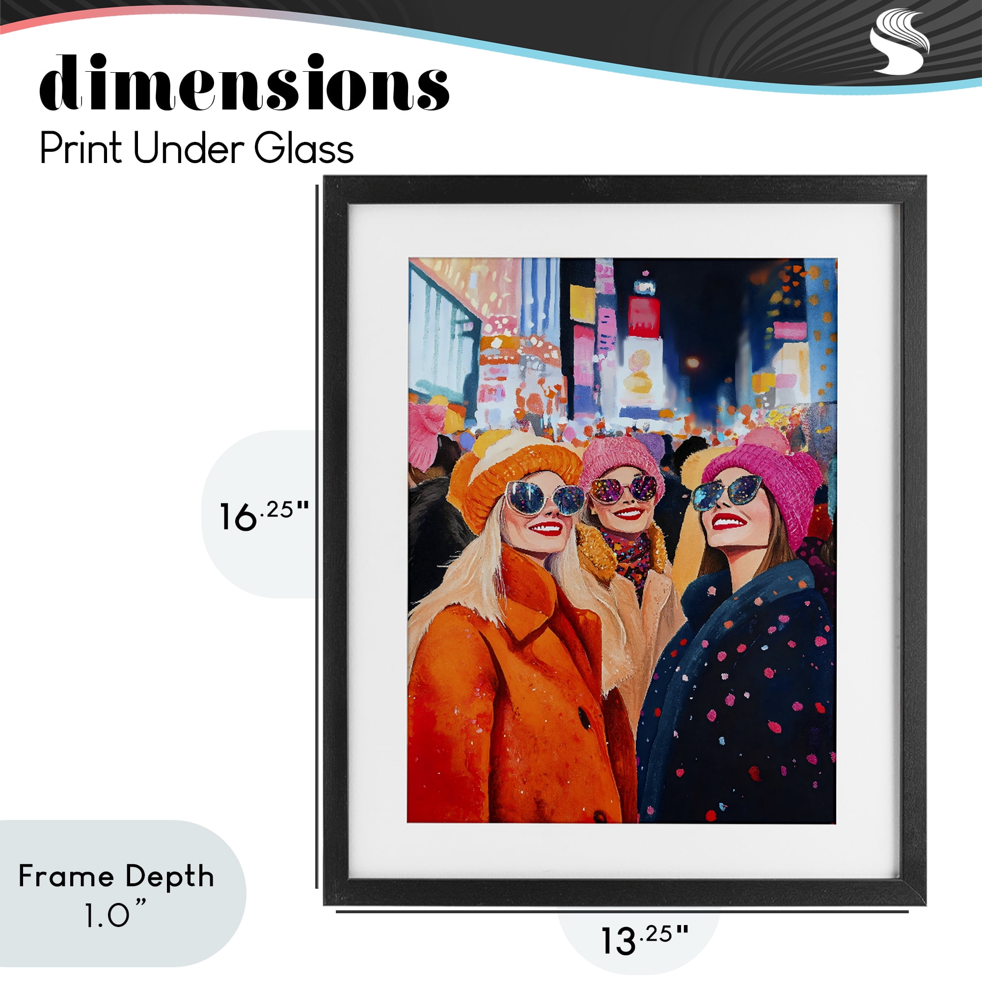 Stupell Industries New Year's Girls in City Black Framed Print Under Glass, design by LSR Design Studio
