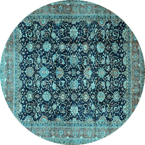 Ahgly Company Indoor Round Persian Light Blue Traditional Area Rugs, 3' Round