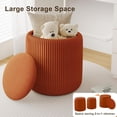 thumbnail image 4 of Orange Round Storage Ottoman Set of 2, Large Velvet Ottoman with Storage, Multifunctional Vanity Stool, Small Pouf Ottomans Foot Stool, Storage Stools for Living Room, Bedroom, 4 of 13