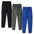 thumbnail image 4 of HILEELANG 3-Pack Boys' Sweatpants 5-15 Years Black/Charcoal/Blue Elastic Waist Pants 11-12T, 4 of 9