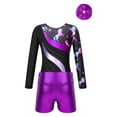 thumbnail image 4 of iiniim Leotards Gymnastics for Girls Kids Sequins Long Sleeve Dance Bodysuit with Athletic Shorts Outfits Dancewear Dark Pegasus 14, 4 of 7