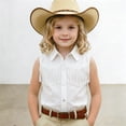 thumbnail image 5 of XAOFW Boys Girls Kids Western Cowboy Shirt Fringe Shirt Sleeveless Lapel Button Down Graphic Hippie Shirts Trendy Top 9-10 Years, 5 of 6