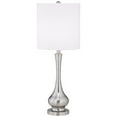thumbnail image 2 of Possini Euro Design Modern Buffet Table Lamp 32" Tall Brushed Nickel Metal Gourd White Fabric Cylinder Shade for Living Room House Dining Entryway, 2 of 8