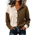 thumbnail image 2 of PFRNLFNo Boundaries Womens Corduroy Button Down Shirts Fall Loose Casual Long Sleeve Tops, 2 of 8