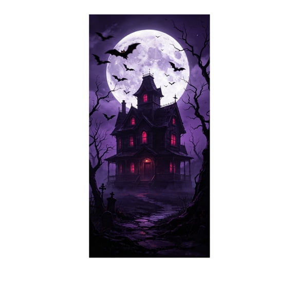 JHyouerji Halloween Door Cover 35x71 Inch Polyester Front Door Banner Easy Hang Door Curtain Wall Backdrop Porch Party Decor Reusable Holiday Home Decoration