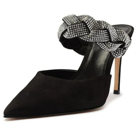 

Schutz Anessa Black Slip On Pointed Toe Braided Embellished Upper Mule Sandal Pumps (Black 5.5)