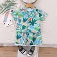 thumbnail image 2 of mgoYE Baby Boy Clothes 0-3 Months Toddler Infant Baby Boy Shorts Set Hawaiian Outfits Short Sleeve Tropical Floral Flower Shirt Summer Clothes Set Suit|Light Blue 5-6 Years, 2 of 7