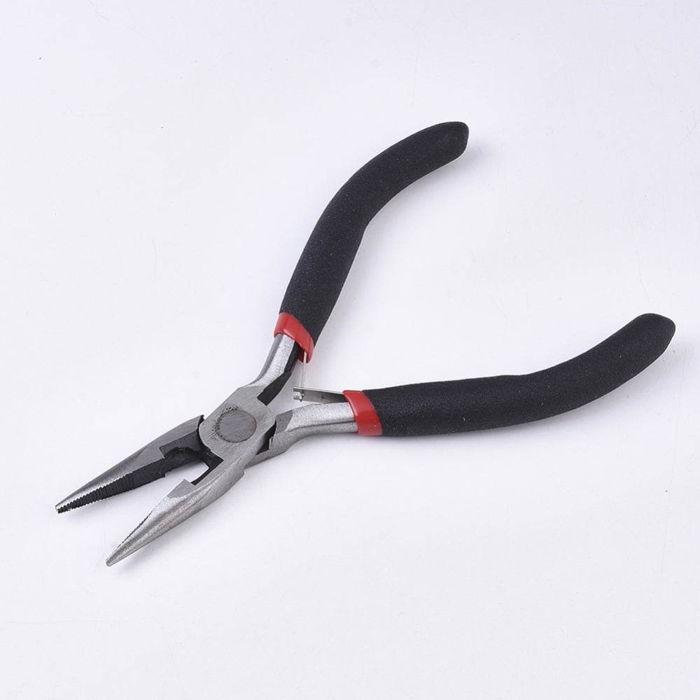 45# Steel Jewelry Plier sets Including Side Cutting Plier Round Nose Plier Wire Cutter Plier Flat Nose Plier and Needle Nose Pliers Black 10.6x7.1x0.95cm
