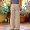 thumbnail image 7 of BXJX Womens Corduroy Pants, Drawstring Elastic Waist Casual Fall Winter Straight Leg Trousers with Pockets Khaki Size S-2XL, 7 of 7