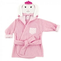 Hudson Baby Infant Girl Cotton Animal Face Bathrobe, Princess Bunny, 0-9 Months