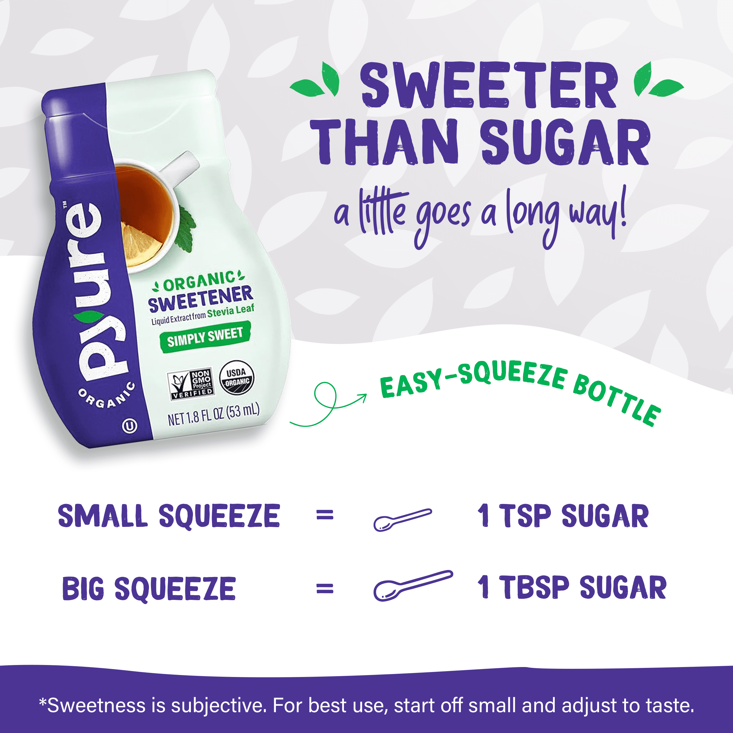 Pyure Organic Liquid Stevia Extract Sweetener – Zero Calorie, Sugar Free, Keto Friendly, Plant-Based Sugar Substitute – Non-GMO, Diabetic Friendly, Zero Carb, No Aftertaste – Simply Sweet – 1.8 fl oz