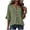 Green 03, variant on T Shirts for Women Notched V‑Neck Wooden Button Elbow Ruffle Flare Sleeve Blouse, Solid Crinkled Textured Casual Top, Curved‑Hem Summer Shirt Blouses for Women