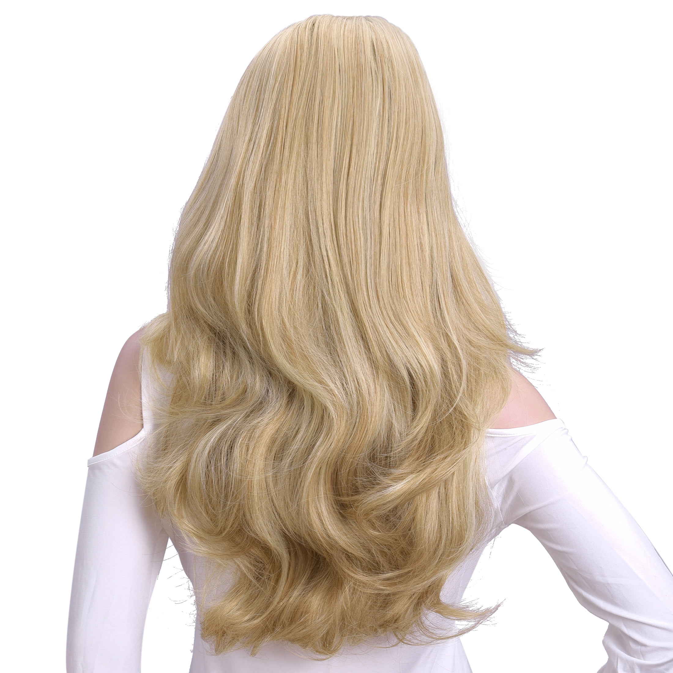 Silike 24" Long Wavy Clip in Half Head Tied Wig Premium Japanese Synthetic Fibers Hair Extensions for Women, 210g, Natural Looking Voluminous Waves for Added Length & Thickness, Heat Resistant