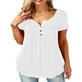 thumbnail image 3 of Femmes Été Plus Size Tunique Tops Manches Courtes Blouses Casual Floral Henley Shirts, 3 of 5