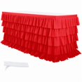 thumbnail image 1 of wonima02 Desk Skirts for Teacher Desk, Ruffle Tablecloth Tutu Table Skirt, Birthday Party Cake Dessert Table Decoration for Classroom and Events (Red, S), 1 of 1