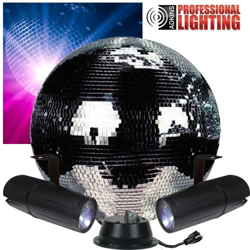 16" Disco Mirror Ball Complete Party Kit with 2 LED Pinspots and Motor