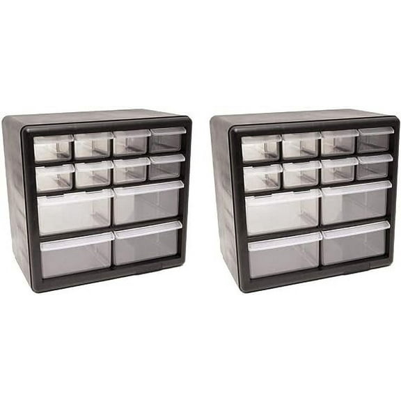 Homak 12-Drawer Parts Organizer, Black, HA01012001 (Twо Расk)