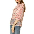 thumbnail image 6 of MODA NOVA Junior's 3/4 Sleeves Ruffle Mock Neck Lace Pullover Tops White-Red Heart XL, 6 of 7