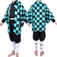 thumbnail image 5 of Forfamy Kamado Tanjiro Cosplay Tanjiro Kimono Costume Anime Outfit Men Women with Earring for Halloween, 5 of 6