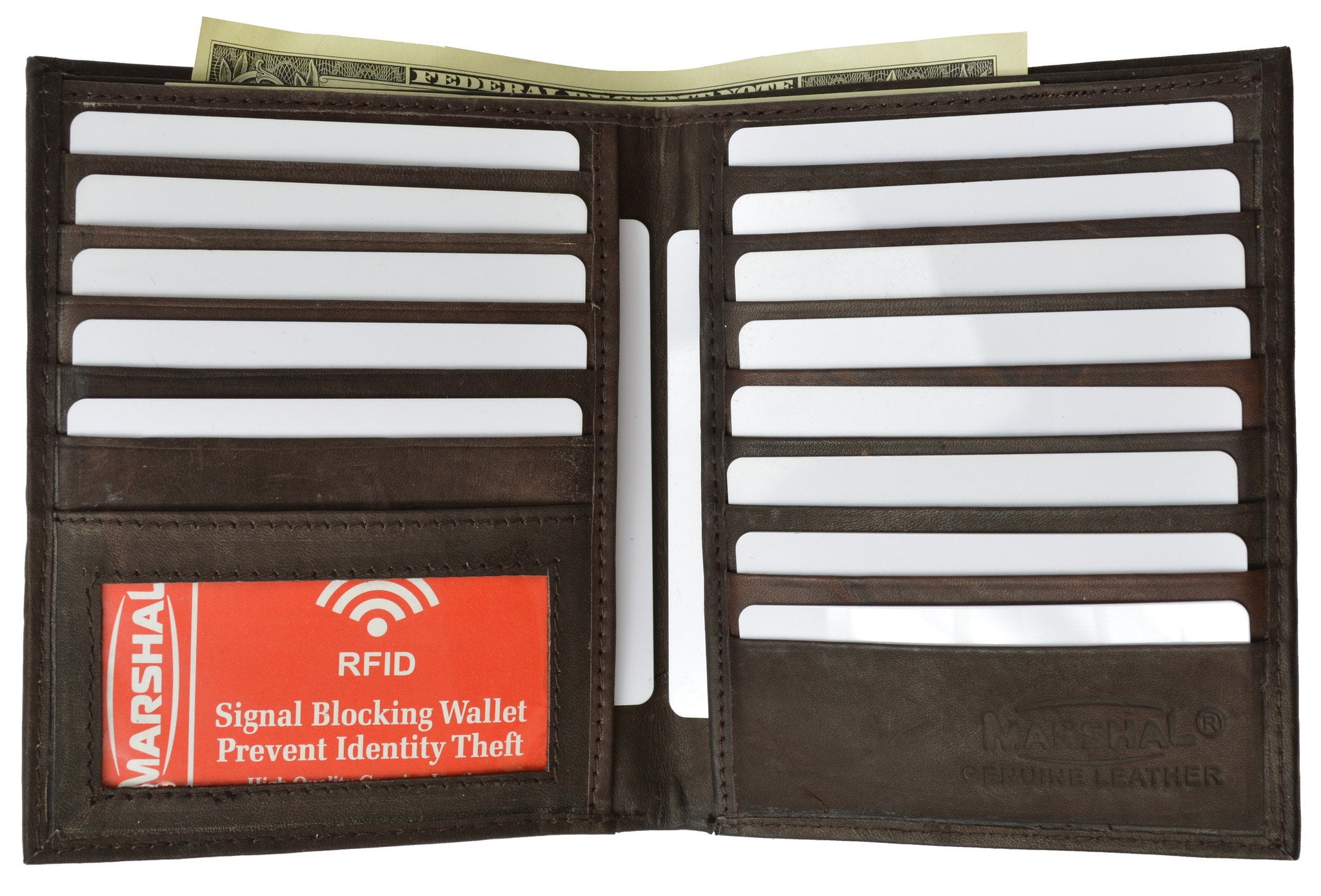 Portafoglio grande hipster bi-fold in pelle RFID Italia