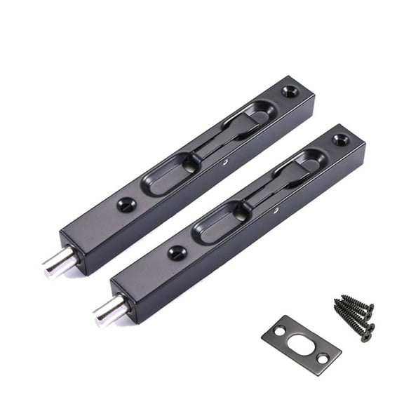 Stainless Steel Concealed Security Door Locks,QZS Durable 6 Inch Lever Action Bolts,2Pack Black French Sliding Doors Bolts for Home