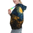 thumbnail image 2 of Fotbe Oil Starry Sky Sunflower Pattern Womens Long Sleeve Hoodie, Pullover Hooded Sweatshirt, Kangaroo Pocket Hoodie with Eye-catching Drawstrings-Medium, 2 of 7