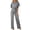 #01Gray, variant on Women Dressy Jumpsuits Short Sleeve Belted Wide Leg Pant Crew Neck Elegant Romper Green L