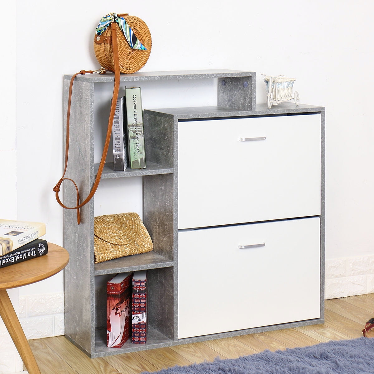 35.4'' x 9.4'' x 36'' Shoe Cabinet with 3 Open Storage + 2 ...