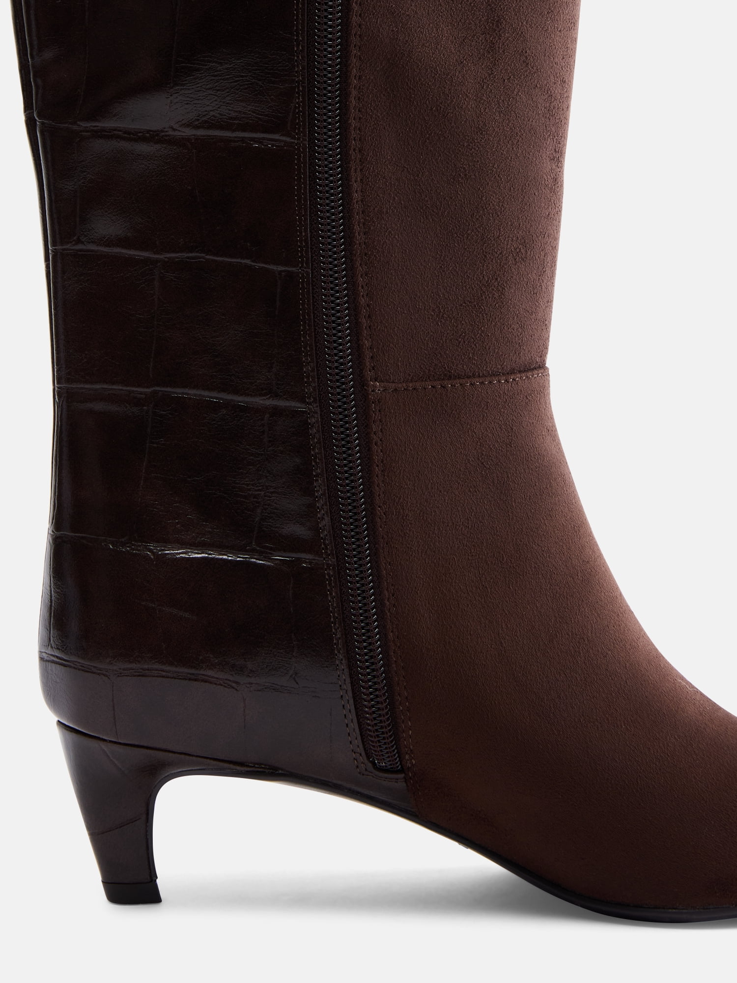 Scoop Women’s Two Tone Kitten Heel Knee High Boots, Wide Width Available