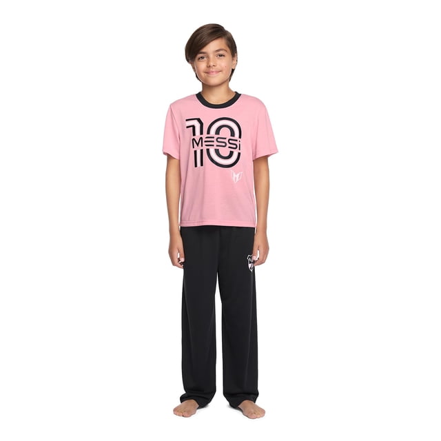 Conjunto de 2 piezas para niño Messi con top de manga larga y pantalón jogger