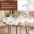 thumbnail image 4 of Brown Eucalyptus Leaves Round Tablecloth, Fitted Table Cover with Elastic for 36"-44" Round Tables, Spring Summer Botanical Table Cloth Outdoor Indoor Dinning Party Waterproof Tablecloths, 4 of 7