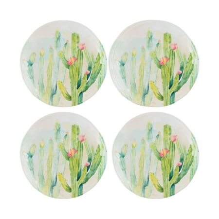 Gourmet Art 4-Piece 6 Inch Melamine Serving Plates Appetizer Plates Dessert Plates (Cactus Garden)