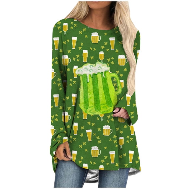 Femmes Lâches Accrocheur Jeune Col Rond Impression Manches Longues 95% Polyester, 5% Spandex Top (Jaune, M)