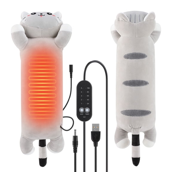 Cat Heating Pad for Period Cramps,Heating Pad Cat Plush Heat Pad Stuffed Animal with 5 Heat Levels & 5 Timer Settings,Birthday Gifts for Women Mother