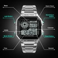 thumbnail image 3 of Bomieux Watches for Man Classic Square Stainless Steel Digital Watch with Dual Time, Stopwatch, Alarm & Calendar Gift for Men, 3 of 7