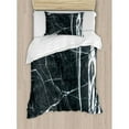 thumbnail image 3 of Marble Duvet Cover Set King Size, Grunge Natural Gemstone Nostalgic Marbling Architecture Culture Design, Decorative 3 Piece Bedding Set with 2 Pillow Shams, Charcoal Grey White, by Ambesonne, 3 of 3